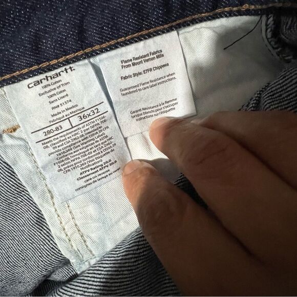 New! Carhartt Flame Resistant Signature Blue Denim Relax Fit Men Jeans Sz 35X32 - Picture 12 of 12